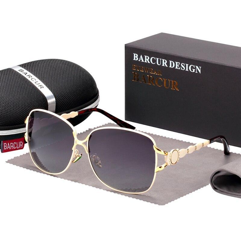 Oversized Polarized Luxury Sunglasses with Pearl Detail - Ladies