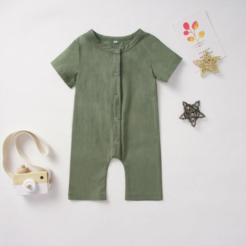 Adorable Sleeveless Cotton Button Romper for Baby Girls and Boys