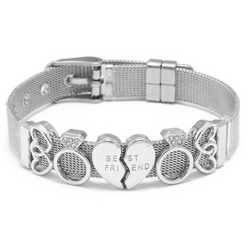 18K Gold Plated Italian Mesh Heart and Anchor Charm Bracelet
