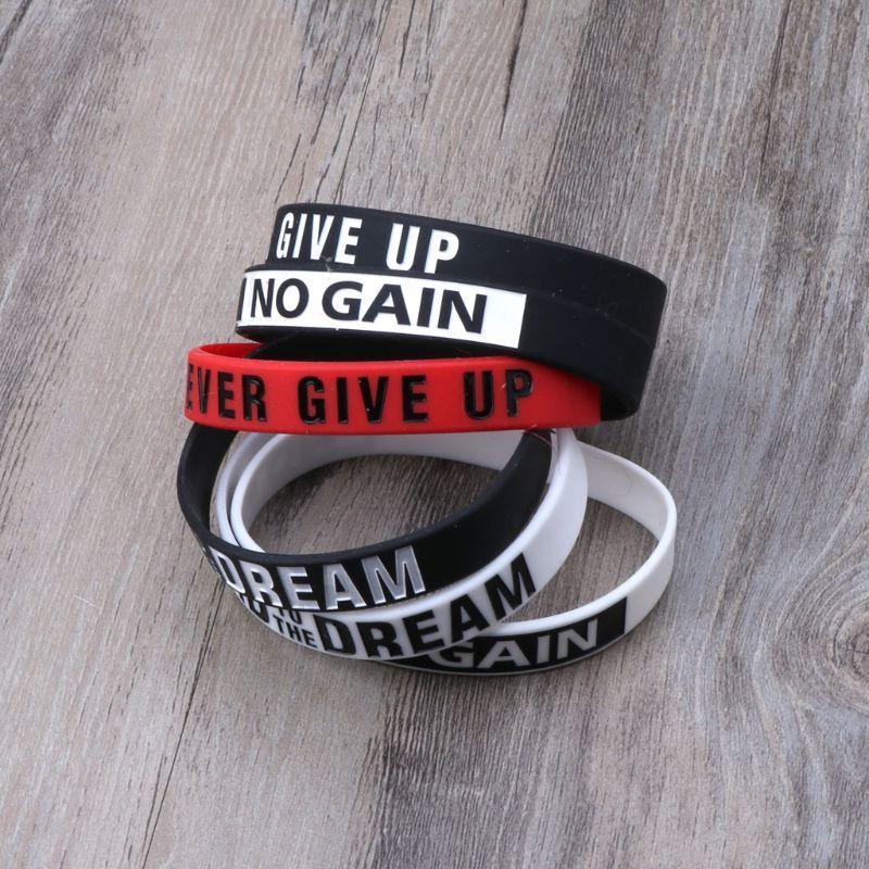 Motivational Silicone Wristband Bracelet Set - Black, White, Red
