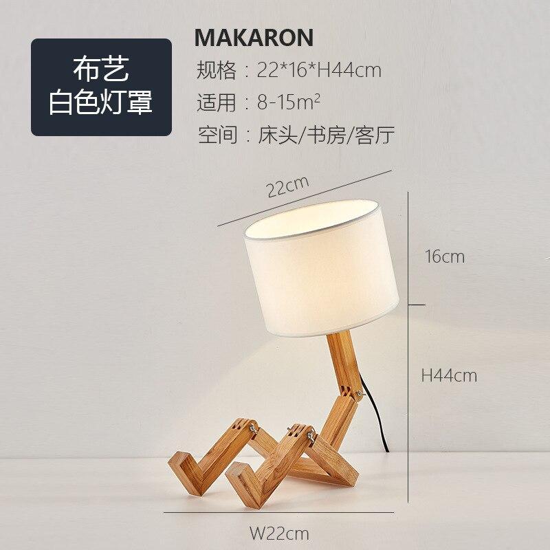 Modern Luxury Wood Robot Table Lamp with Linen Shade
