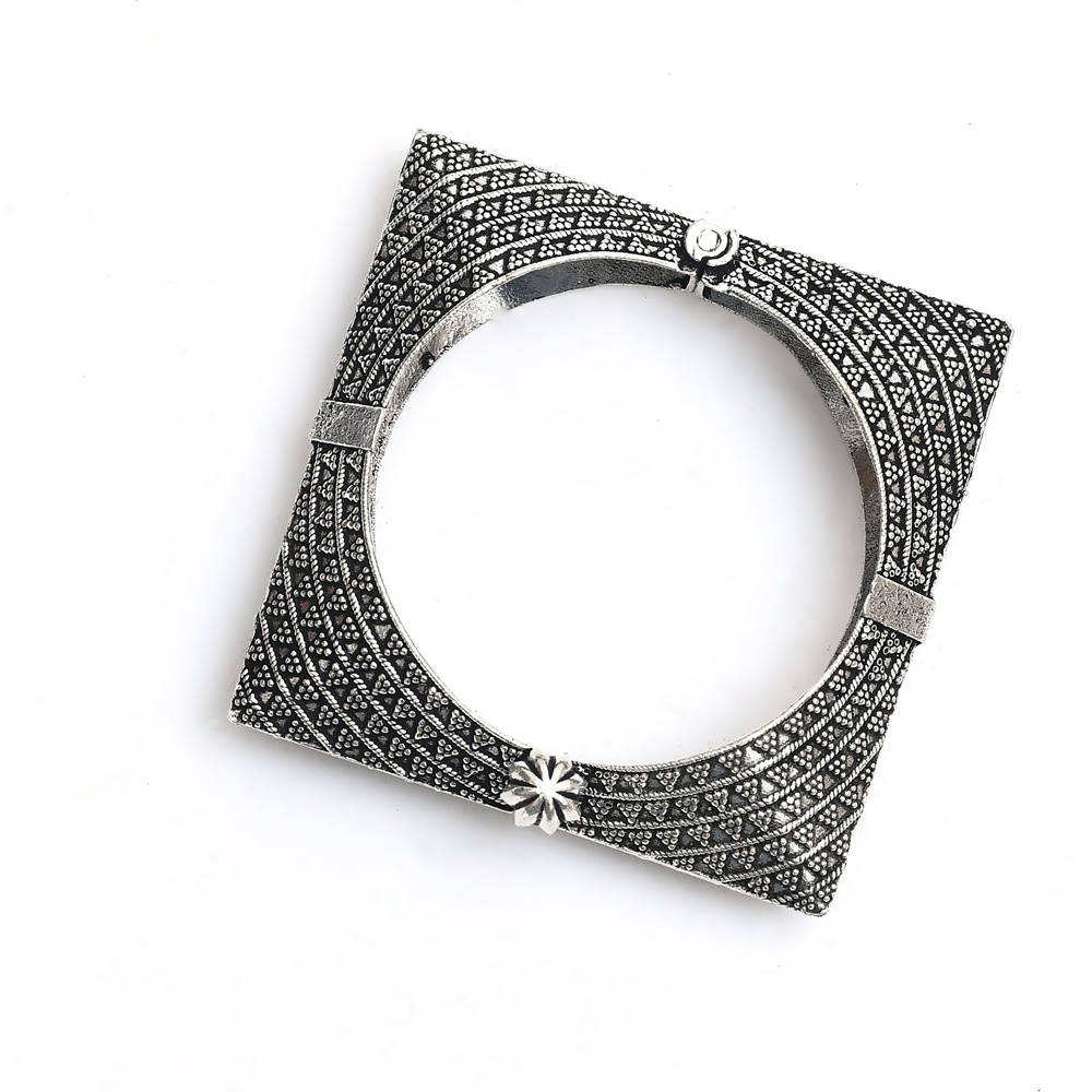 Handcrafted Oxidised German Silver-Plated Statement Bracelet