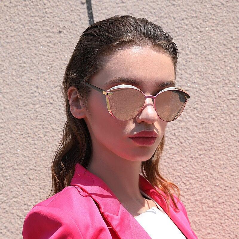Retro Rimless Polarized Sunglasses for Women UV400 Protection