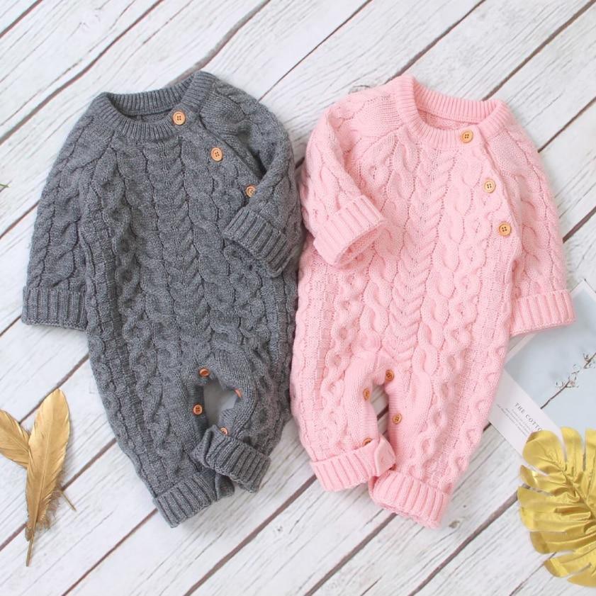 Handmade Knitted Long Sleeve Baby Romper Heritage Style