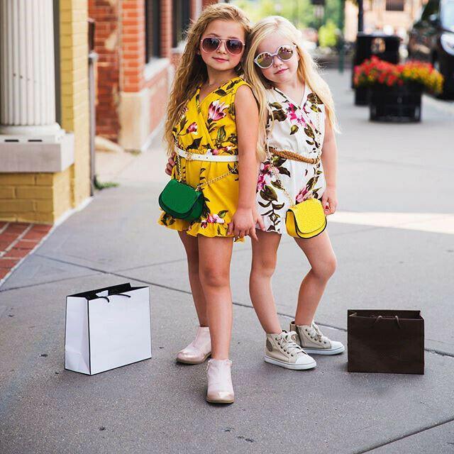 Baby Girls Floral Sleeveless Romper in Yellow and White Cotton