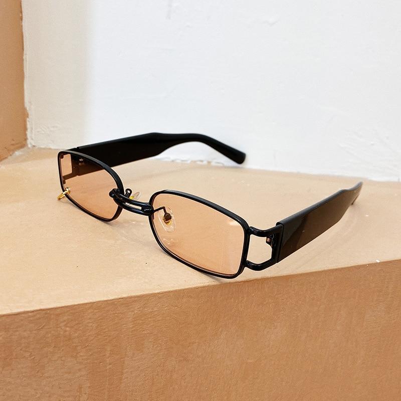 Small Rectangle Sunglasses – Retro Punk Style Rimless Shades