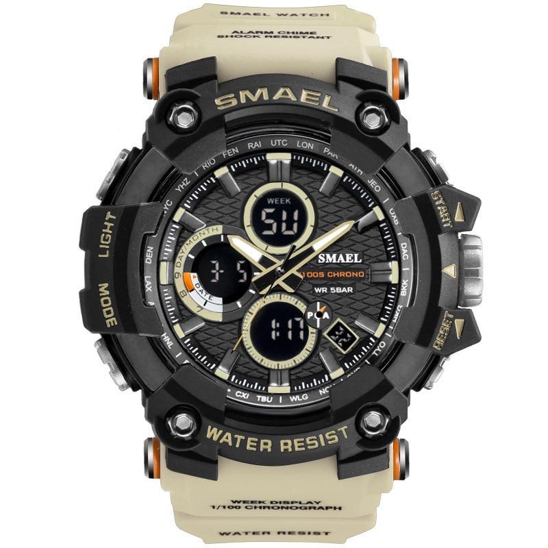Men's Military Sports Quartz Watch 50M Waterproof Digital Black