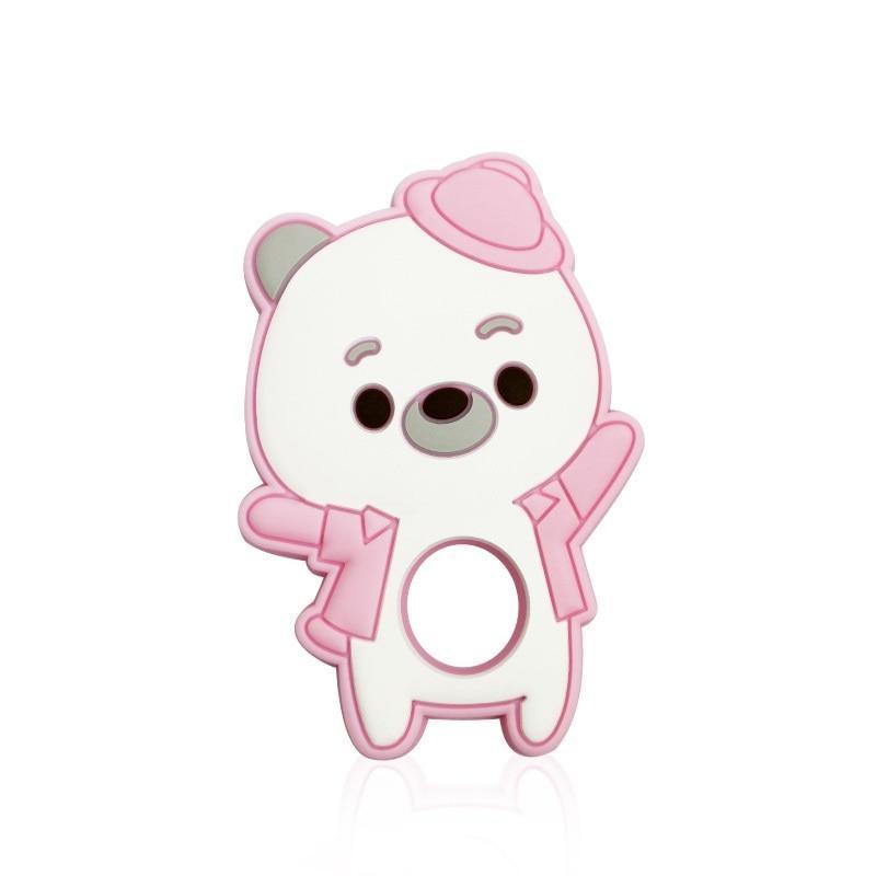 Silicone Bear Baby Teether and Pacifier Clip Set for Teething Relief