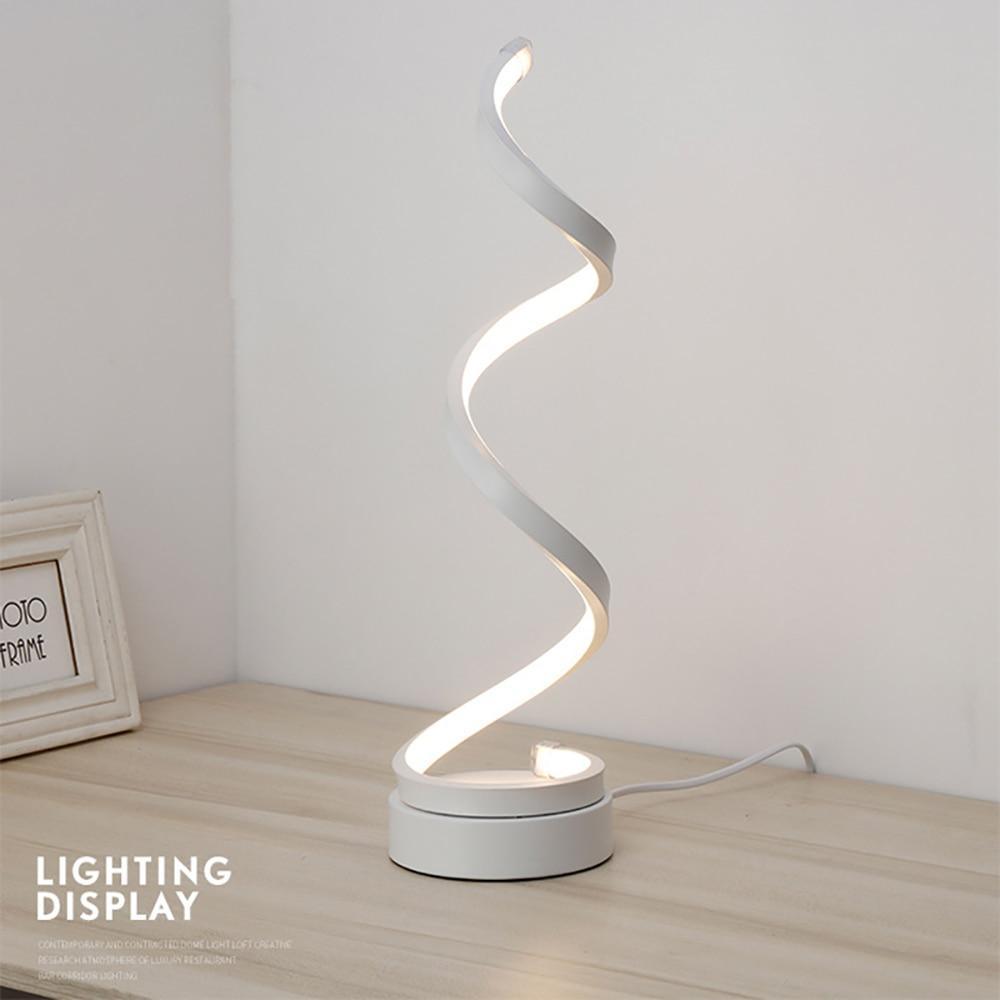 Modern LED Spiral Table Lamp, Dimmable Minimalist Desk Lighting