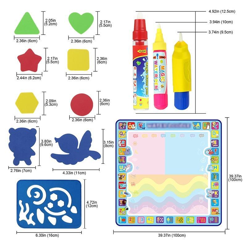 100x100cm Magic Water Drawing Mat for Kids - No Mess Art Board