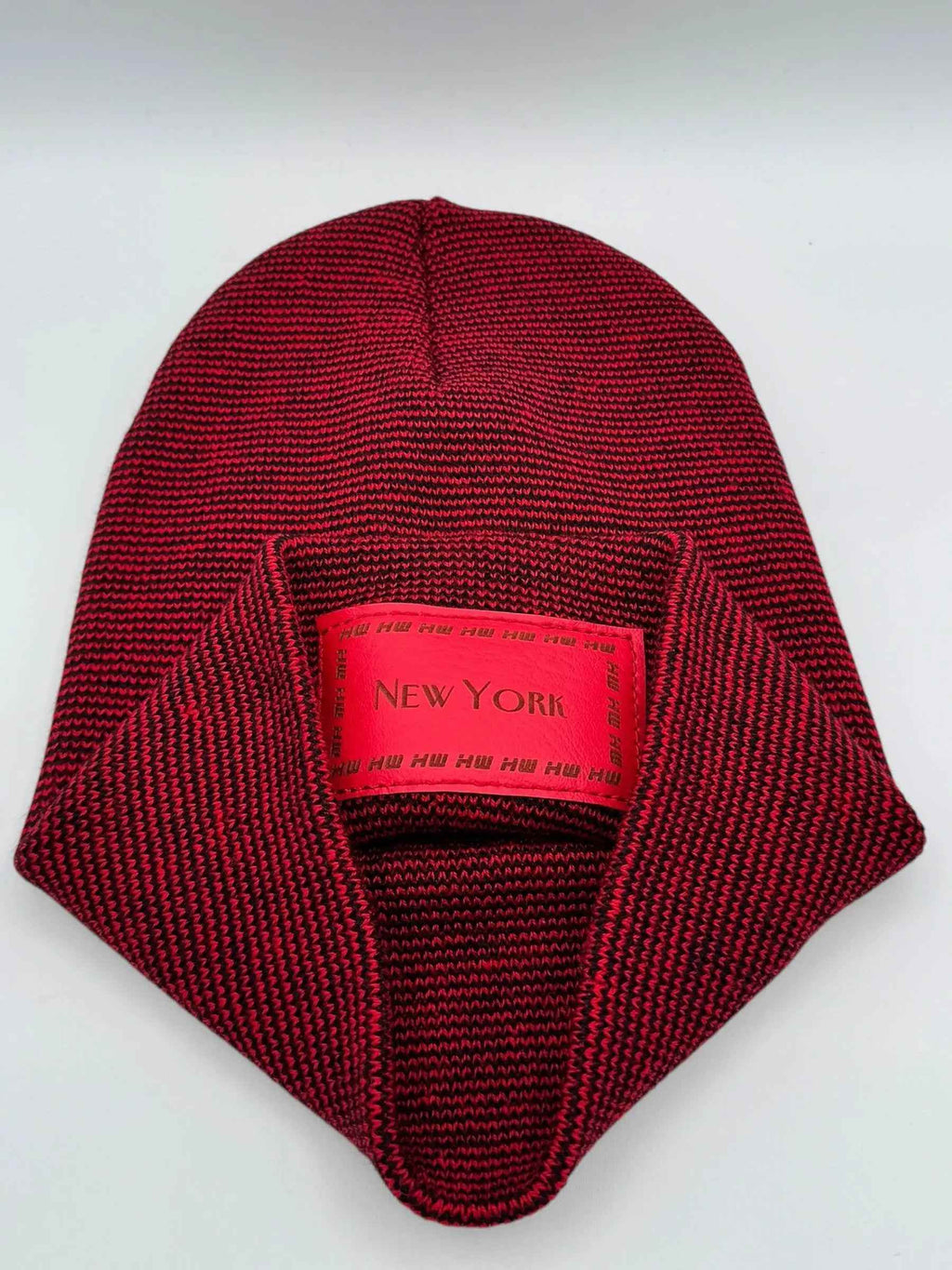 Haakwear Traditional New York Classic Fusion Cuffed Beanie / Hat, Made in USA (Limited Edition) - Black / Red Fusion