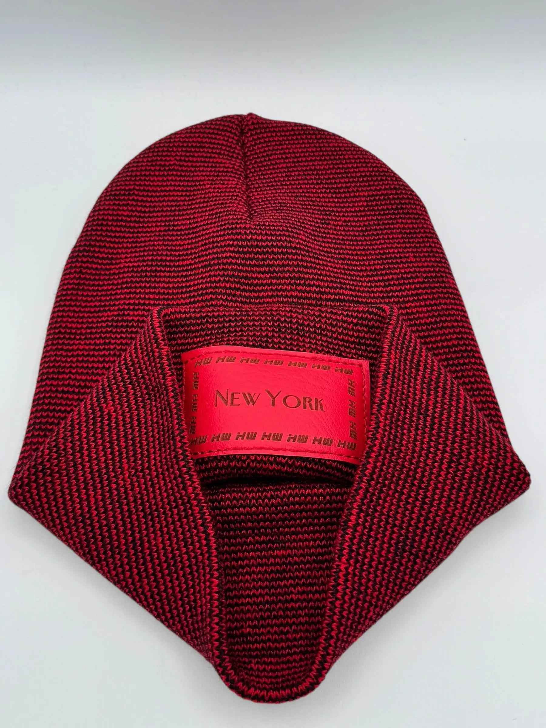 Haakwear Traditional New York Classic Fusion Cuffed Beanie / Hat, Made in USA (Limited Edition) - Black / Red Fusion