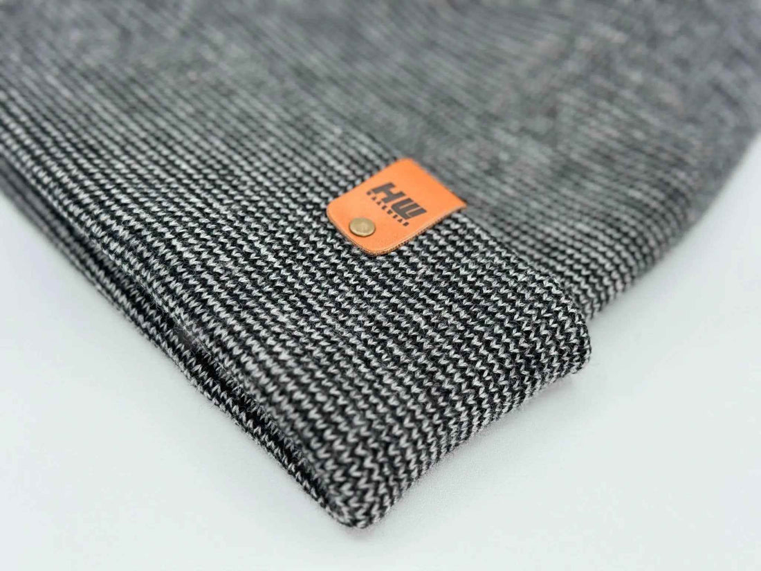 Haakwear H Stitch Fusion Cuffed Beanie / Hat (Patented Design) Black / Gray, Made in USA