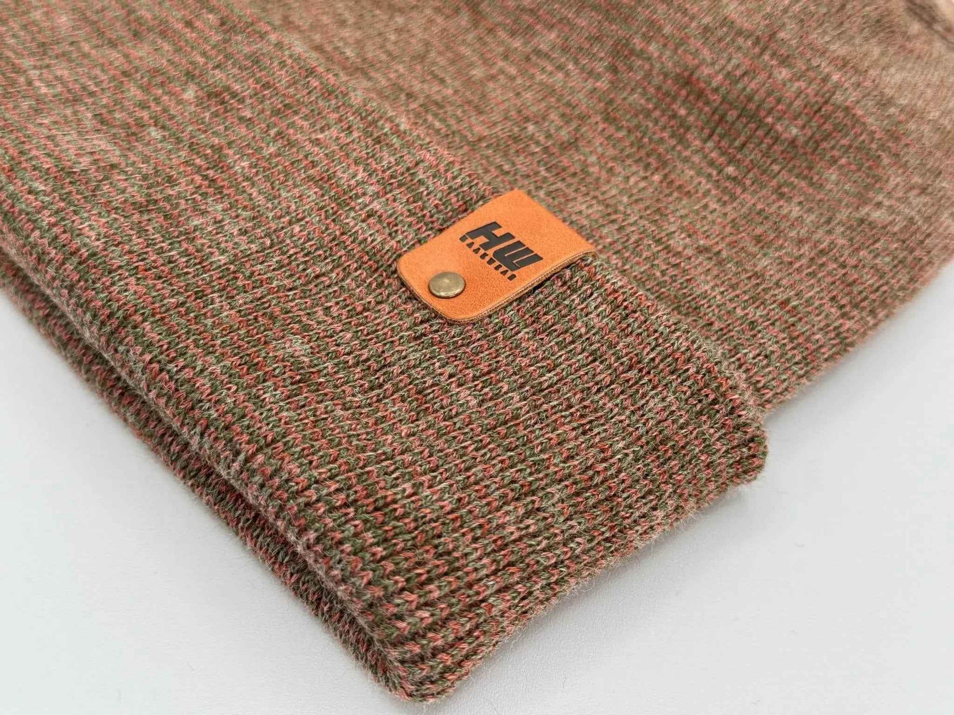 Haakwear H Stitch Fusion Cuffed Beanie / Hat (Patened Design) Burgundy / Green, Made in USA