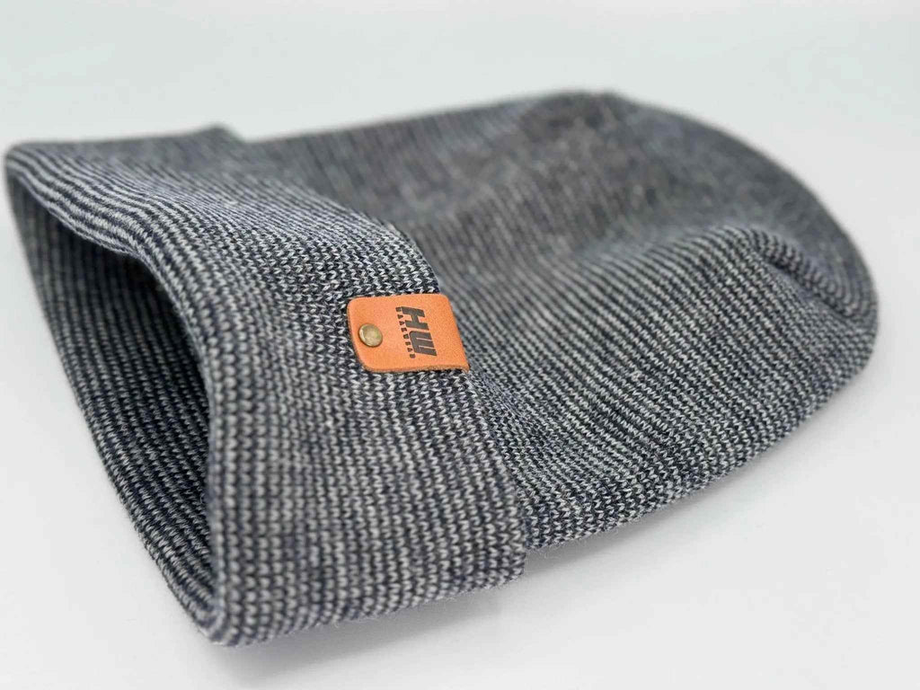 Haakwear H Stitch Fusion Cuffed Beanie / Hat (Patened Design) Gray / Denim, Made in USA