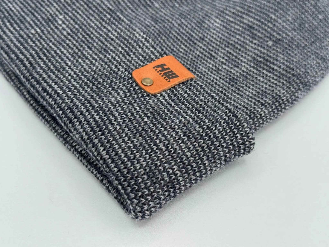 Haakwear H Stitch Fusion Cuffed Beanie / Hat (Patened Design) Gray / Denim, Made in USA