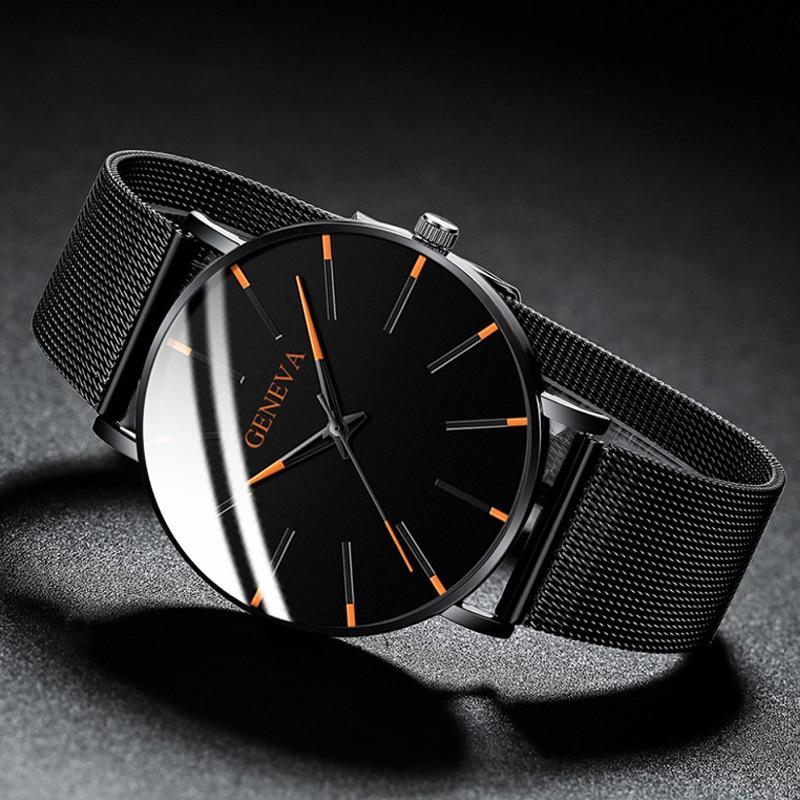 Minimalist Ultra-Thin Men’s Stainless Steel Mesh Quartz Watch