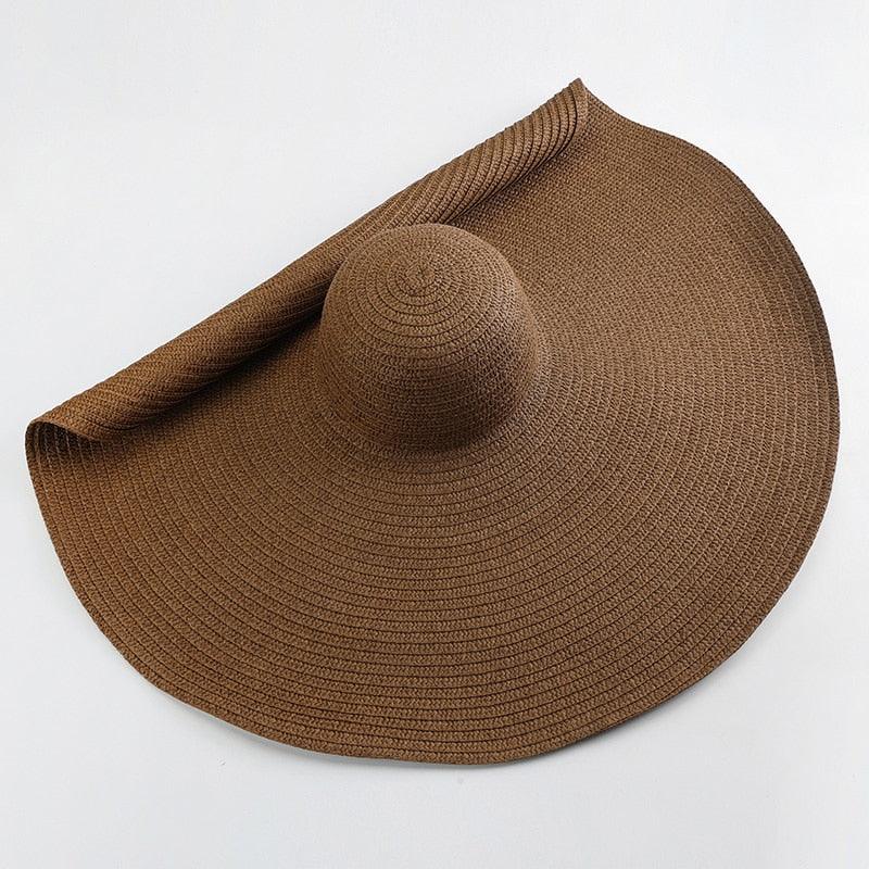 Oversized Wide Brim Straw Sun Hat – Packable UV Protection