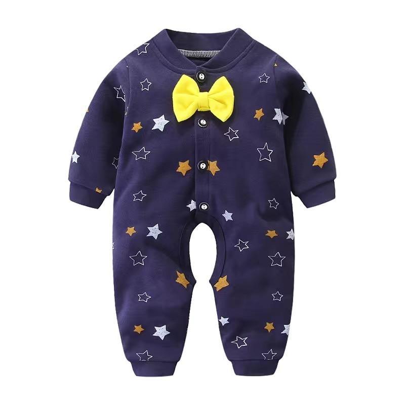 Unisex Newborn Cotton Sleeper Pajamas in Classic Navy and White