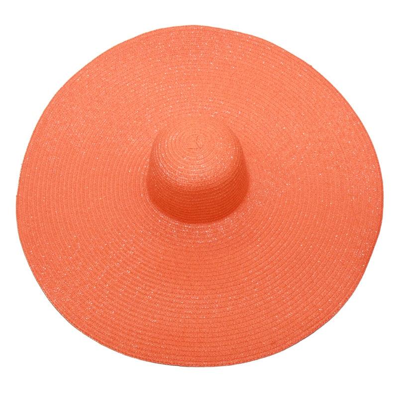 Women's Oversized Foldable Straw Beach Sun Hat Wide Brim UV Cap