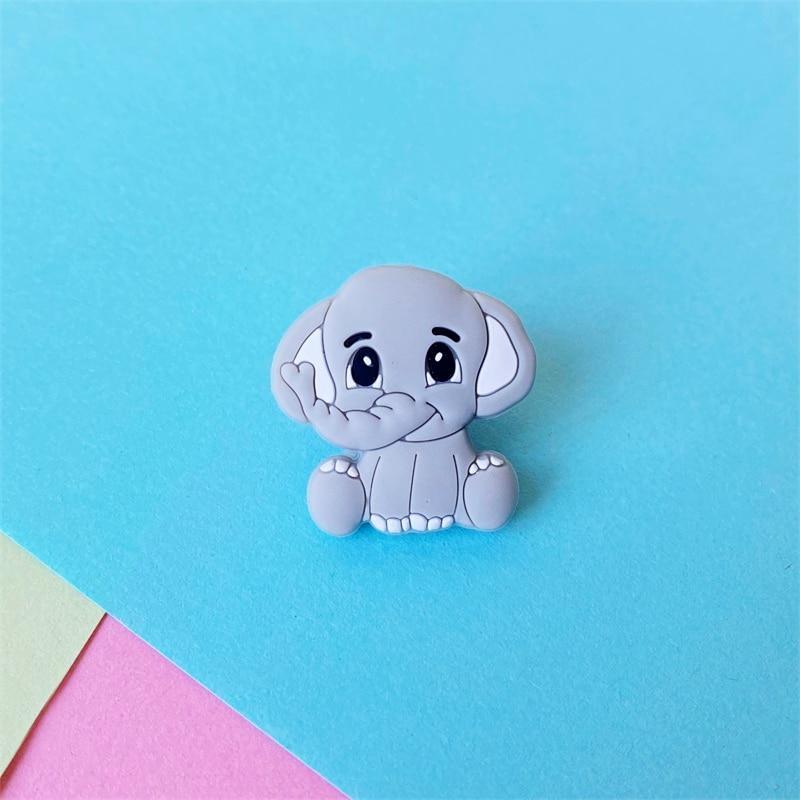 2pc Silicone Elephant Teether Toy, BPA-Free Baby Chew Charm
