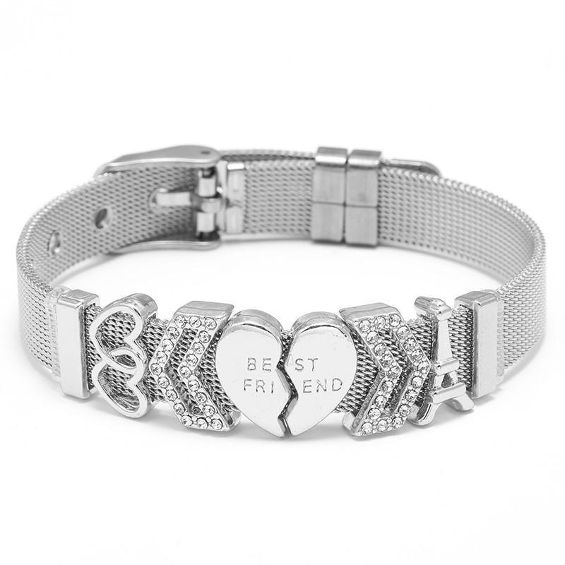 18K Gold Plated Italian Mesh Heart and Anchor Charm Bracelet