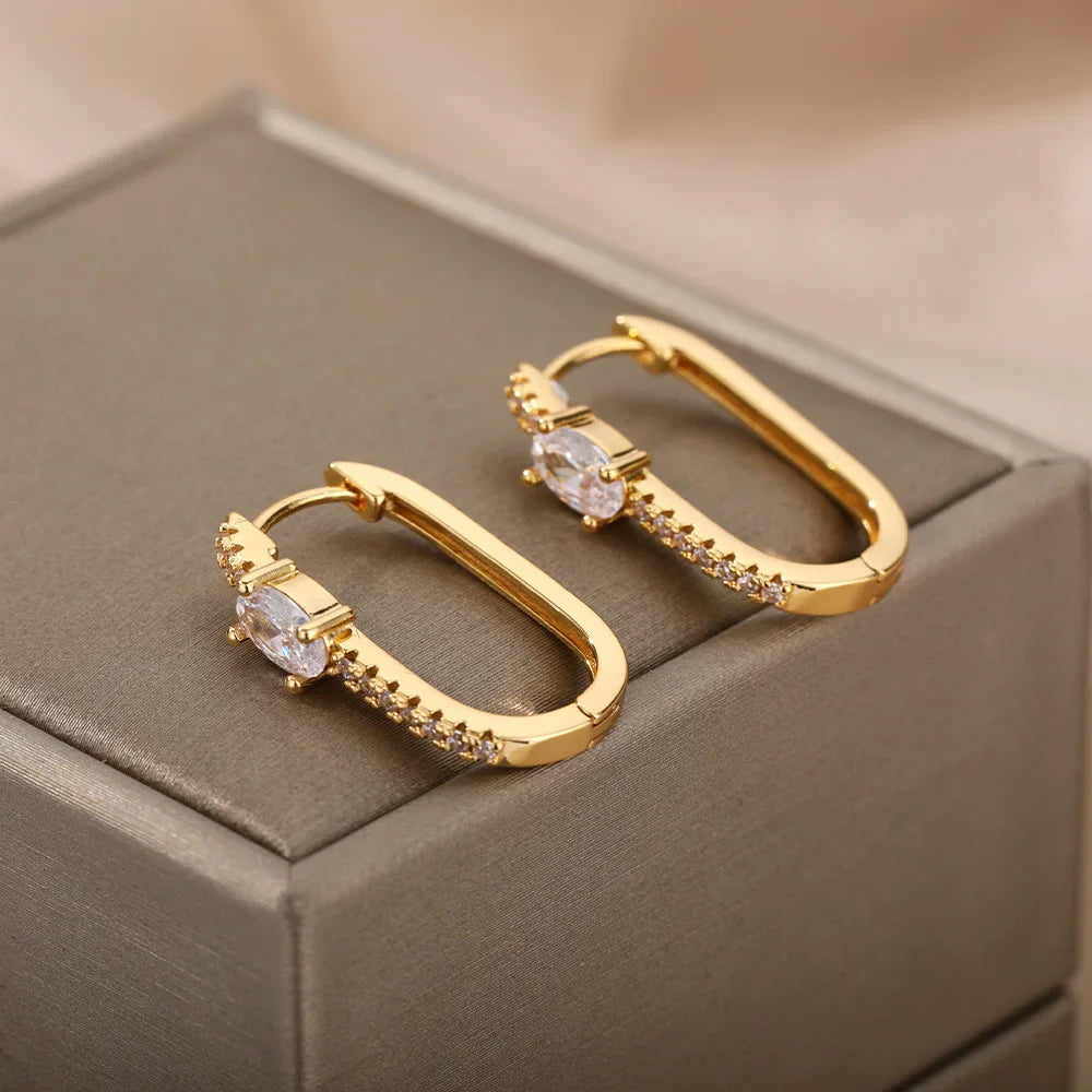 Minimalist Zircon Round Earring For Women Stainless Steel Irregular Earring Fashion Party Wedding Jewelry Gift Bijoux Femme 2022