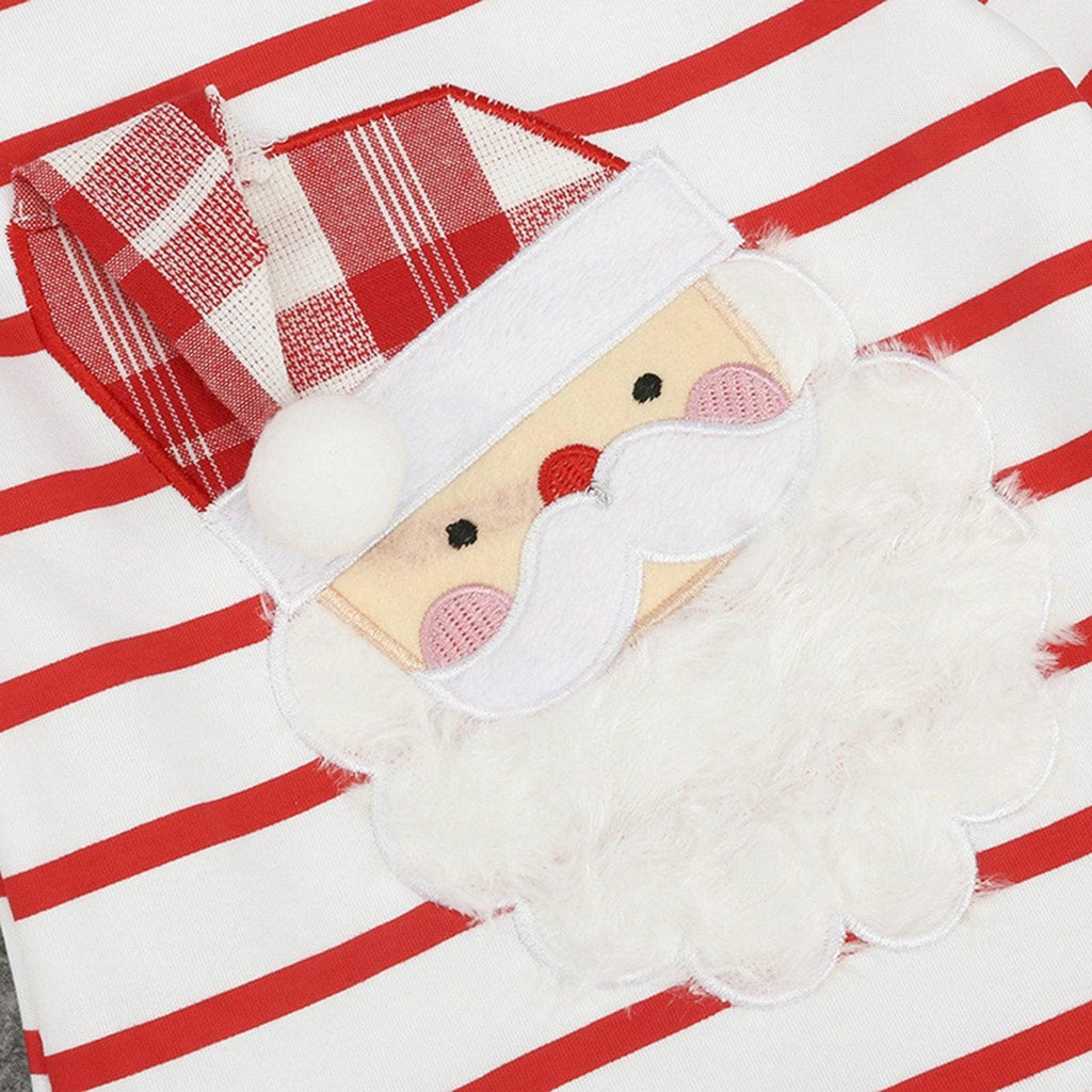Striped Long Sleeve Baby Girl Christmas Dress and Holiday Outfit