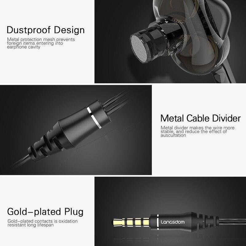 Dual Driver Wired Type-C Earphones with Mic - Black/White