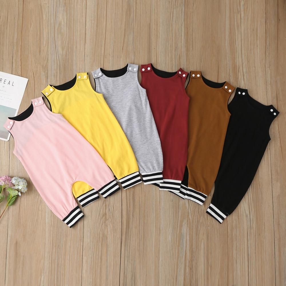 Baby Cotton Sleeveless Romper – Solid Color Sporty Jumpsuit