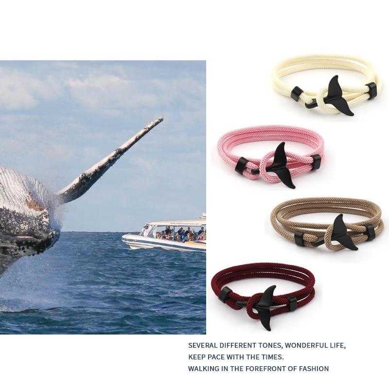 Unisex Nautical Whale Tail Anchor Rope Wrap Bracelet