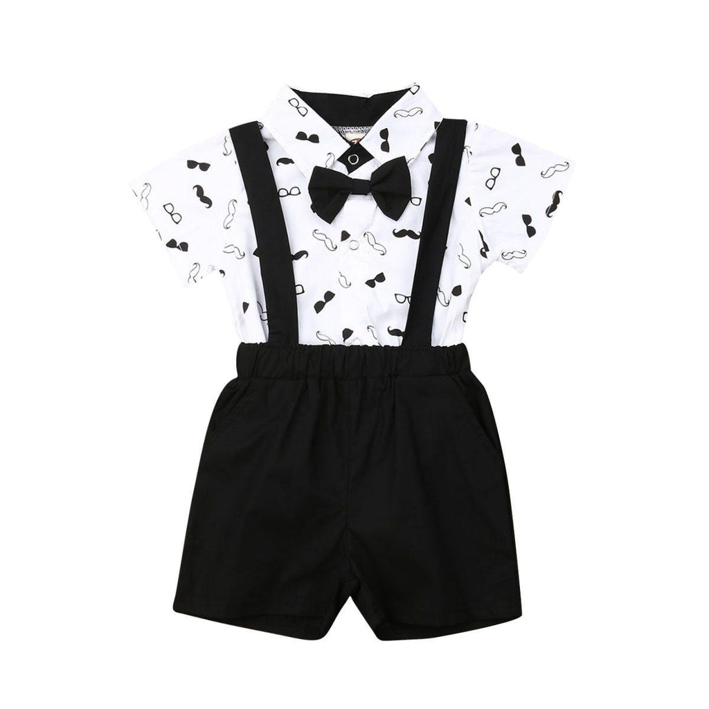 Baby Boys Formal Two-Piece Suspender Outfit with Bow Tie