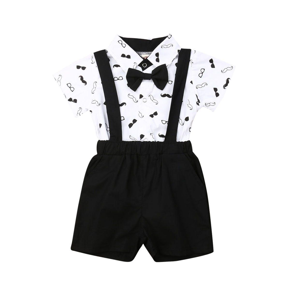 Baby Boys Formal Two-Piece Suspender Outfit with Bow Tie