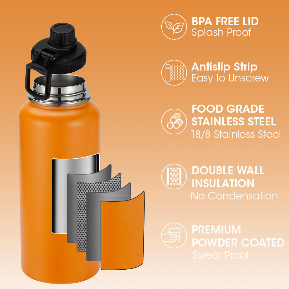 32oz Insulated Stainless Steel Water Bottle with Leak-Proof Lid