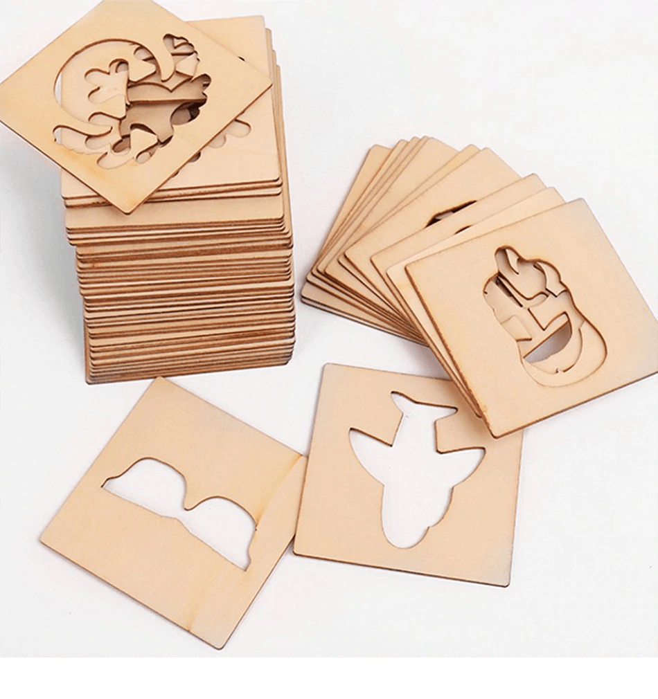 100Pc Creative Natural Wood Drawing & Doodle Learning Set