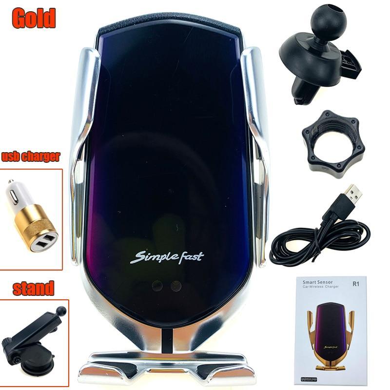 Luxury Automatic Infrared Wireless Car Charger Phone Mount Sliver/Gold