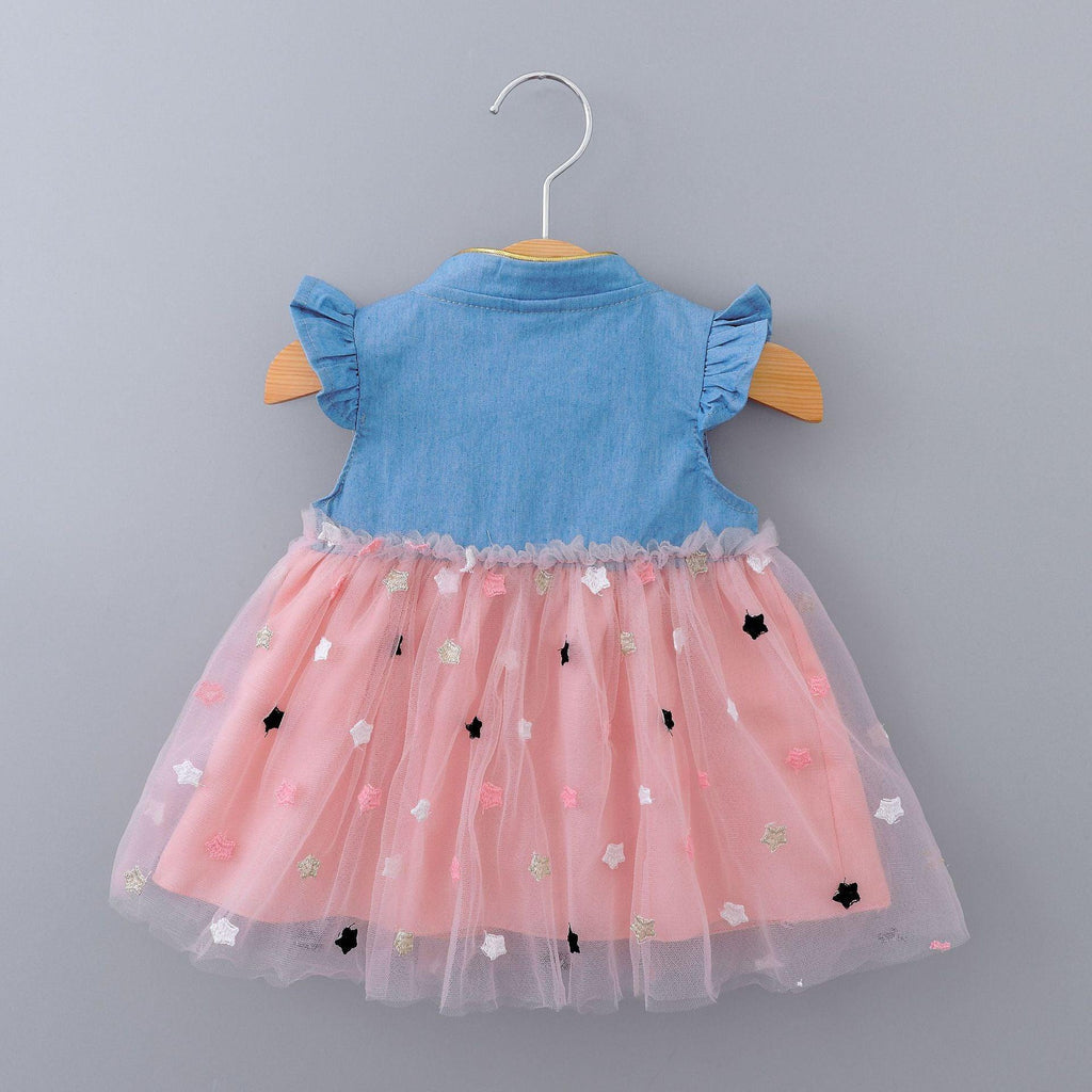 Baby Girl Tulle Tutu Dress - Elegant Denim Princess Party Outfit