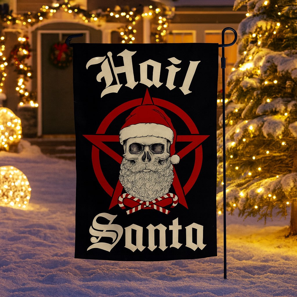 Hail Santa Garden Flag 12x18 Double-Sided Outdoor Holiday Decor