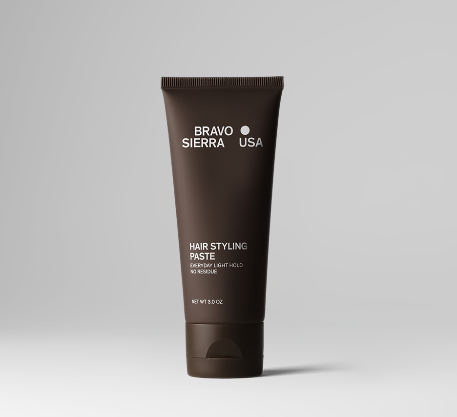A 3 oz tube of Bravo Sierra hair styling paste on a neutral background.