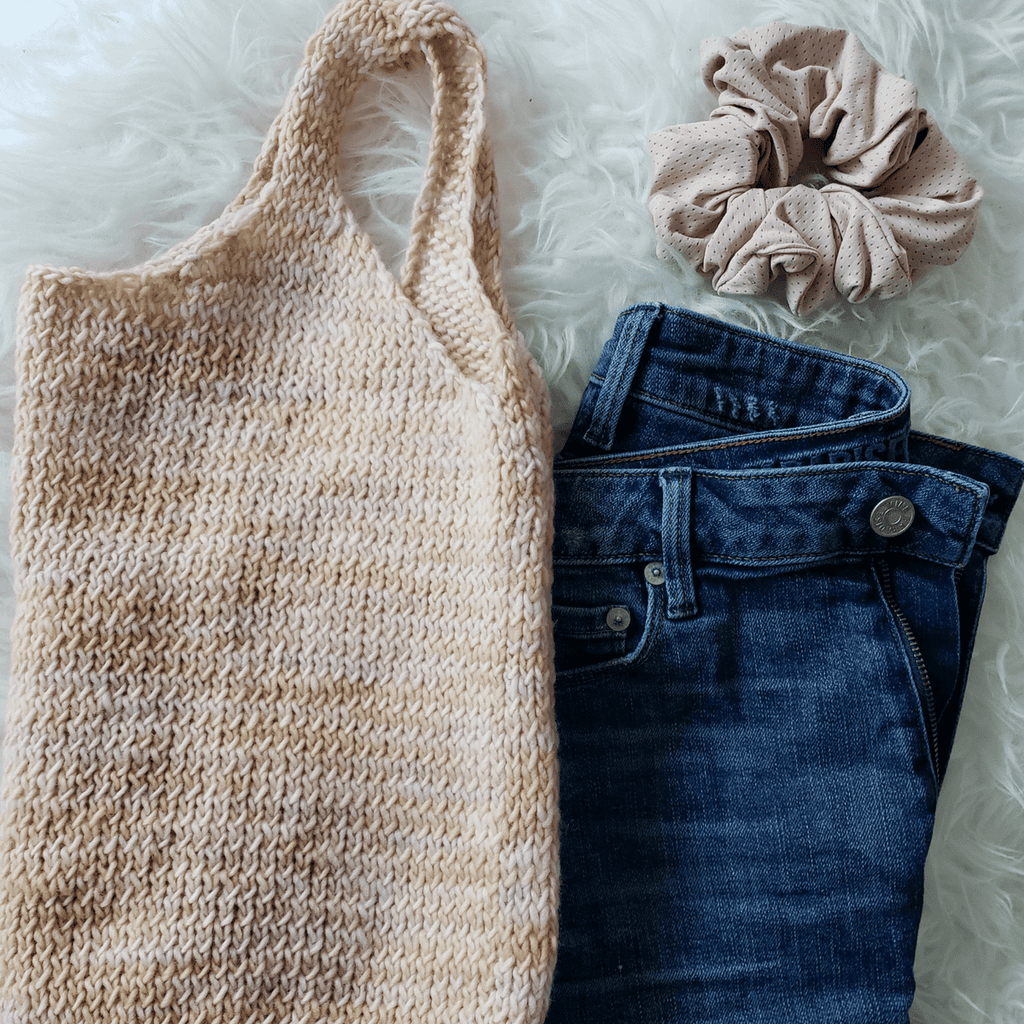 The Hampton Top Knit Kit - Sleeveless Bohemian Tank in Beige/Peach