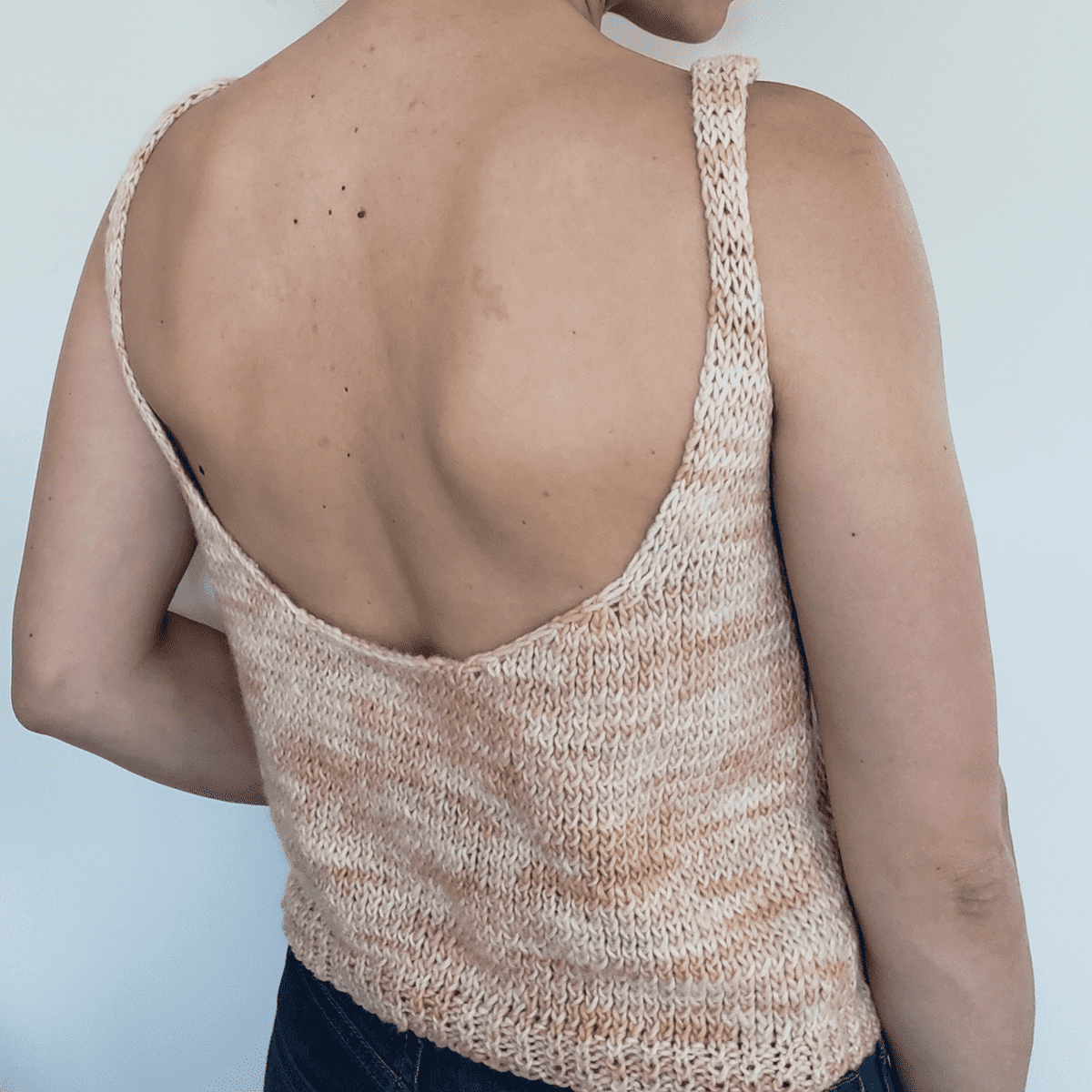 The Hampton Top Knit Kit - Sleeveless Bohemian Tank in Beige/Peach