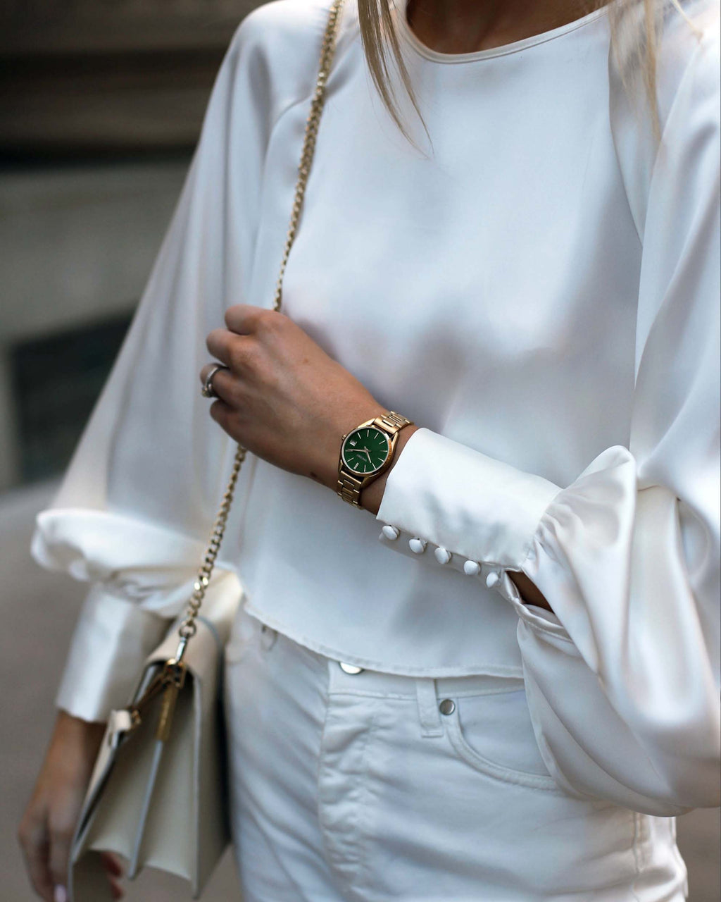 Harper Watch and Serpentine Bracelet Set in Green - Petite 29mm