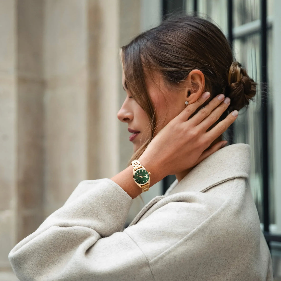 The Harper Gold + Green Minimalist 29mm Stainless Steel Watch