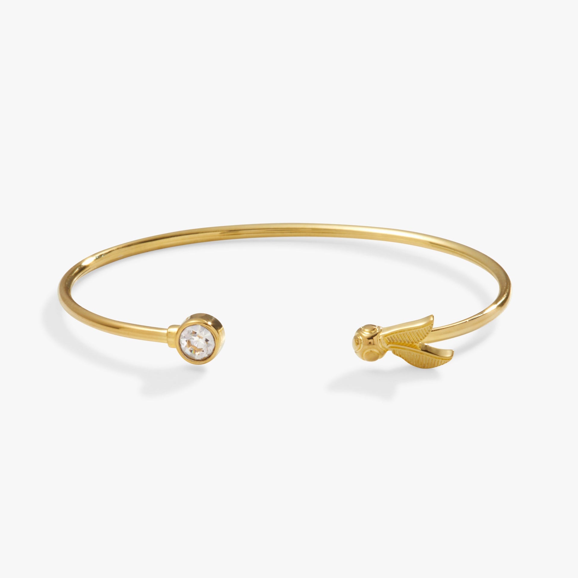 Harry Potter Golden Snitch flex cuff bracelet with an iridescent crystal detail.