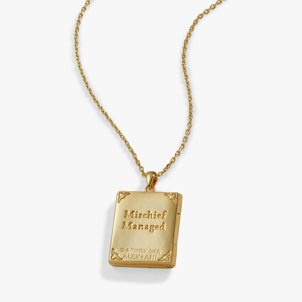 Harry Potter Mischief Managed Gold Locket Necklace with Crystals