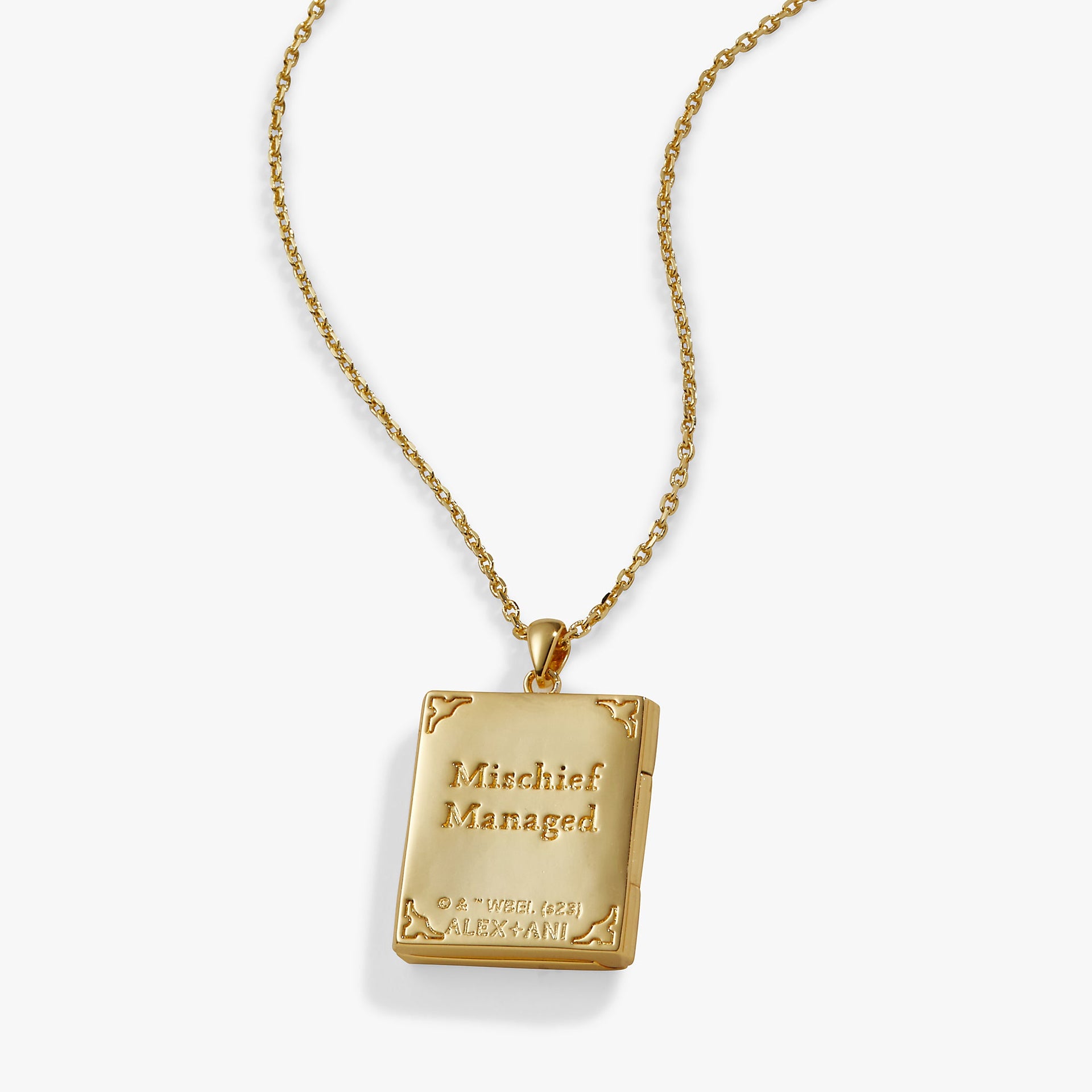Harry Potter Mischief Managed Gold Locket Necklace with Crystals