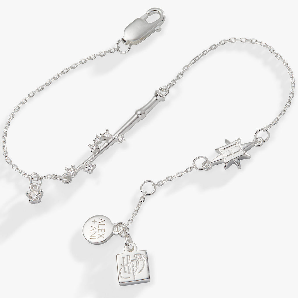Harry Potter Wand Adjustable Charm Bracelet in Sterling Silver