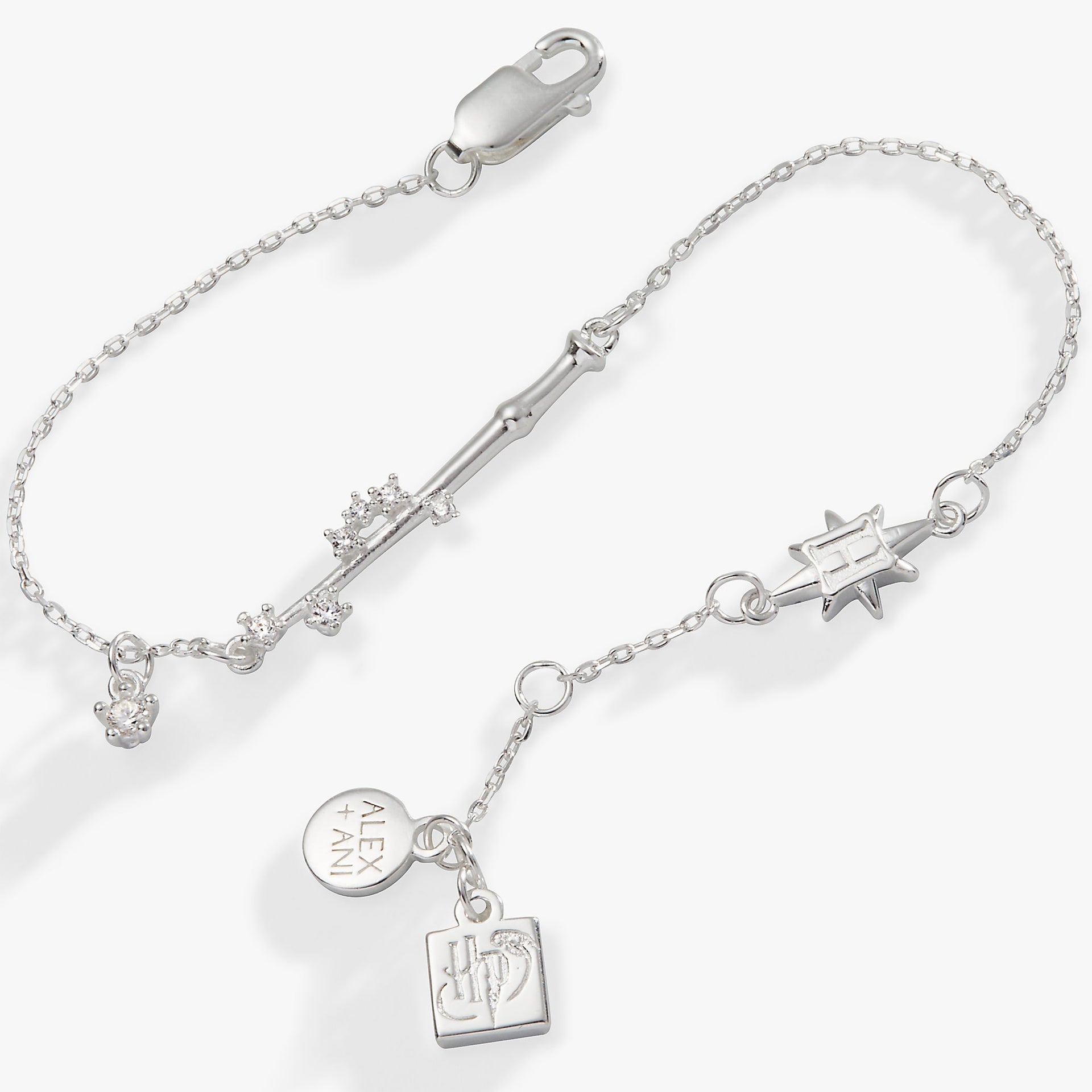 Harry Potter Wand Adjustable Charm Bracelet in Sterling Silver