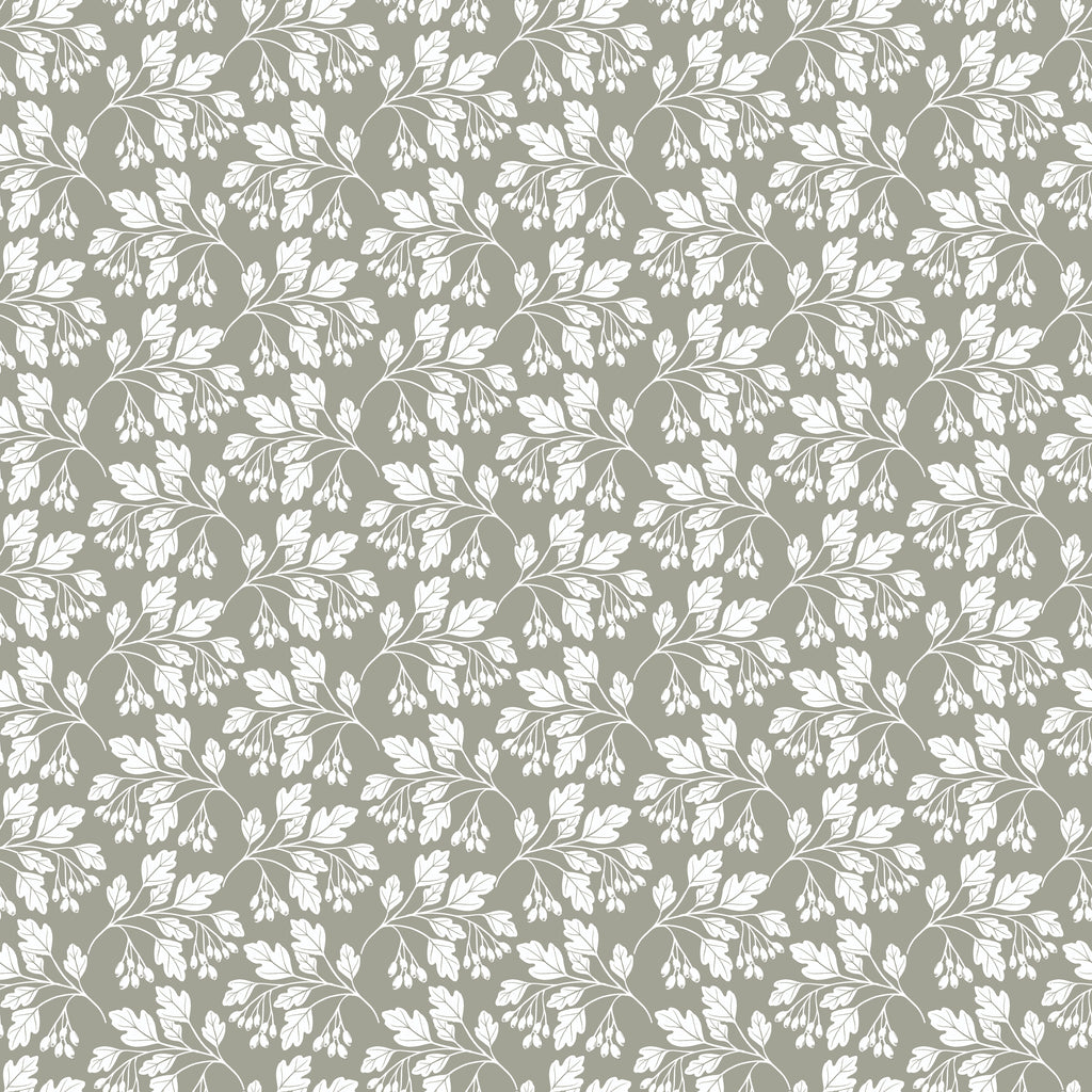 Hawthorn Floral Peel and Stick Wallpaper in Brown, Sage-Green, and Teal