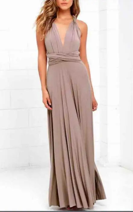 Women's Sexy Backless Convertible Wrap Maxi Dress Sleeveless - Image 6